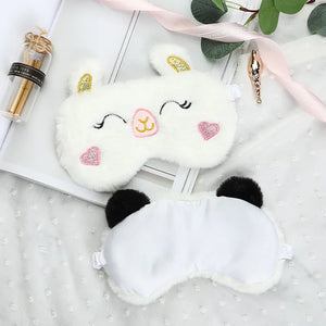 Cute Plush Sleep Mask Big Eyes Plush Eye Mask Kids Cat Cute Eye Mask Travel Rest Sleep  Plush Mask Eyepatch Nap Health Eye Cover