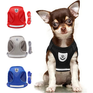 Pet Dog Harness and Leash Set Puppy Cat Chest Strap Reflective for Small Medium Dogs Cat Harnesses Vest Pug Chihuahua Bulldog