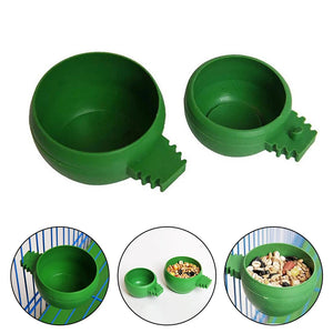 Hot Sell Parrot Bird Hamster Feed Bowl Cage Hanging Round Drinking Food Feeder Plastic Water Cup Bowl Feeding Bowl Tools 1PCS