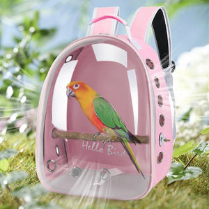 Portable Bird Carrier Parrot Backpack Bag with Prech Feeder and Tray for Parakeet Cockatiel Bunny Travel Acrylic Pet Bird Cage