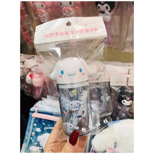 Japan's Sanrio Kitty Cinnamon Dog Melody Kuromi My Melody Portable Mouthwash Cup Toothbrush Toothpaste Travel Set Anime Gift