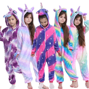 Kigurumi Cat Onesie Kids Unicorn Pajamas For Children Animal Cartoon Blanket Sleepers Baby Costume Winter Boy Girl Jumspuit