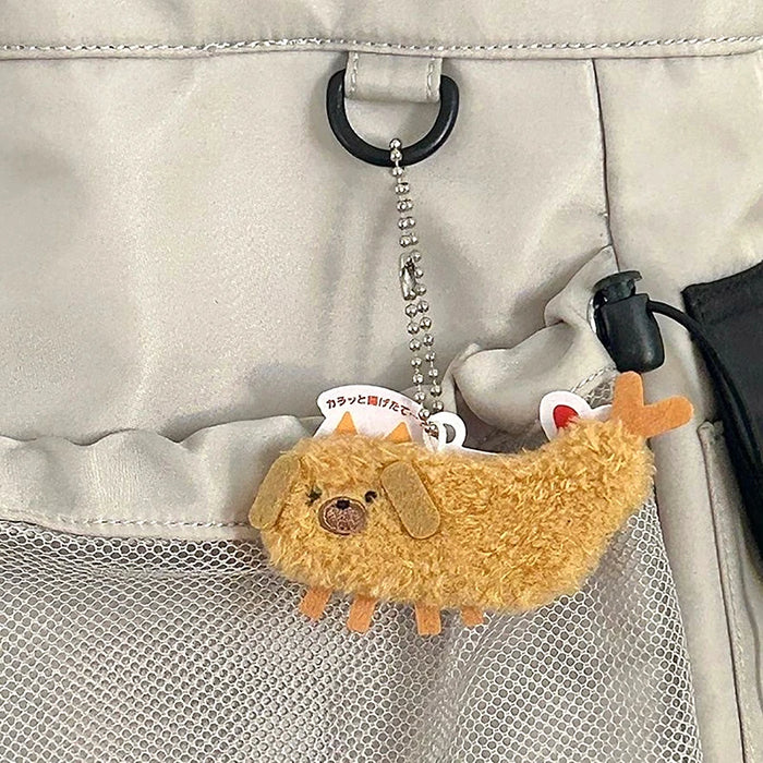 Cartoon Fried Crayfish Puppy Plush Toy Funny Dog Pendant Soft Stuffed Doll Keychain Backpack Car Bag Key Ring Decor Kid Gift 1pc