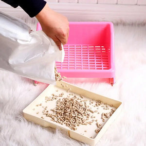 Small Bedding Box Potty Trainer Box Pan Tray For Small Pets With Grid Small Animal Litter Box Bunny Restroom Litter Tray