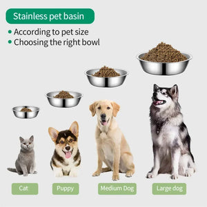 Large Capacity Dog Bowl Stainless Steel Pet Feeding Bowl Cat and Dog Food Drinking Bowl Metal Feeding Bowls миска для кошки