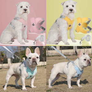 Dog Harness Leash Set Breathable Pet Chest Strap Reflective French Bulldog Vest Harness for Small Medium Dogs Puppy Collar Yorks