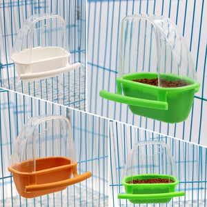 Bird Feeder Cups Parrot Bird Cage Feeder Bowl Plastic Hanging Food Container Bowl For Bird Indoor Outdoor Bird Accessories 1Pcs