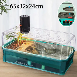 Terrarium Reptile Habitat Simulate Breeding Box Turtle Cage Lizard Box Turtle Tank Large with Heating Lamp Filter System EU Plug