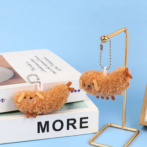 Cartoon Fried Crayfish Puppy Plush Toy Funny Dog Pendant Soft Stuffed Doll Keychain Backpack Car Bag Key Ring Decor Kid Gift 1pc