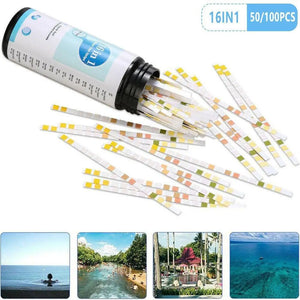 100 Pcs Water Test Strips 16-in-1 Aquarium Water Quality Test Strips for Check