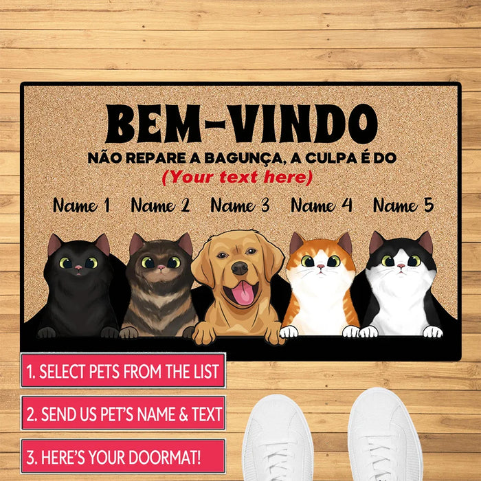 Personalized Dog Cat Doormat Bem-Vindo Custom Pet Mat Rug Carpet Floor Mats Gift For Pet Lovers Home Warming Decor Accessory