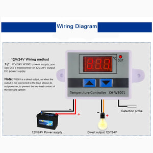 W3001 110V 220V 12V 24V Digital Temperature Controller Thermostat Thermoregulator Aquarium Incubator Water Heater Temp Regulator