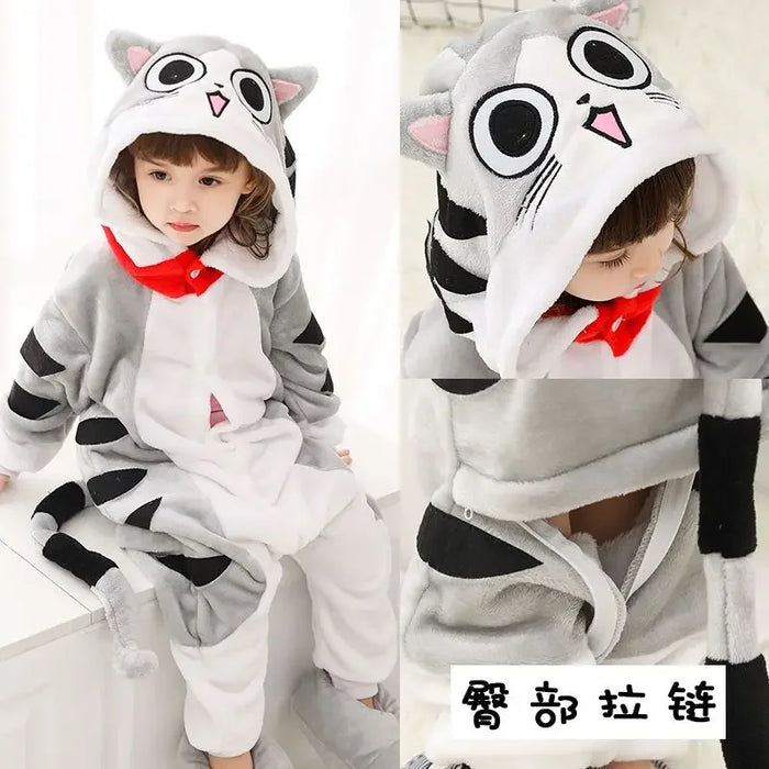 Kigurumi Cat Onesie Kids Unicorn Pajamas For Children Animal Cartoon Blanket Sleepers Baby Costume Winter Boy Girl Jumspuit