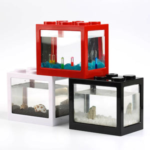 Creative Multicolor Stackable Building Blocks Ecological Mini Aquarium Fish Tank Small Reptile Insect Pet Box Landscape Seaweed