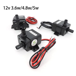 DC 12V 3.6w 4.8W 5w 240L/H Waterproof Mini Water Pump Fountain Aquarium Pumps 8mm Power Brushless Micro Membrane Submersible