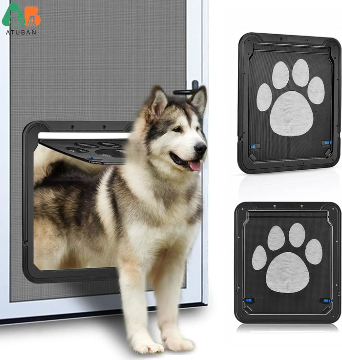 Dog Screen Door,Inside Door Flap 12x14x0.4 Inch,Lockable Pet Screen Door,Magnetic Self-Closing Screen Door with Locking Function