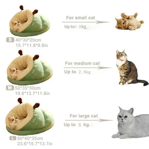 Pet Kennel Cat Dog House Semi-enclosed Winter Warm Thickened Slippers Cats Cushion Sleeping Bag Soft Washable Portable Nest