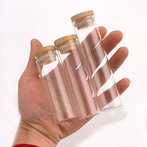 5/10/12/20/24pcs Transparent Glass Bottles Jars Vials Terrarium with Bamboo Lids for Art Crafts Wedding Favors 30*50mm 15ml