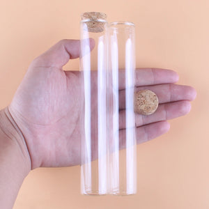 5 Pieces 60ml Test Tubes with Cork Stopper 25*150mm Glass Tubes Terrarium Spice Jars Bottles Vials for Craft Lab Accessory DIY