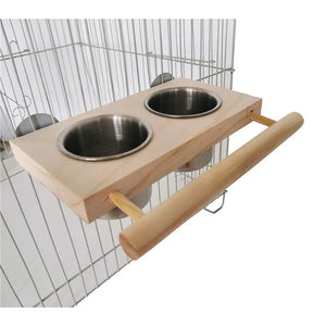 Bird Feeding Cups For Cage Hanging Parrot Feeder Food Water Bowl With Perch For c.ckatiels Easy To Install Bird Accessory