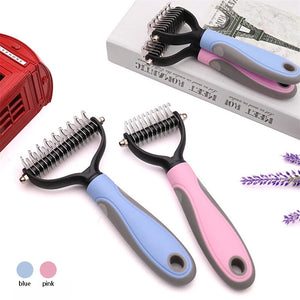 2 Sided Professional Pet Deshedding Brush Dematting Dog Comb Cat Brush Rake Puppy Grooming Tools Undercoat Shedding Flying Hair