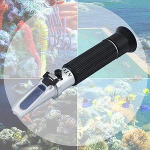 Salinity Refractometer Salt Water Tester Hydrometer 0-100ppt & 1.000-1.070 Specific Gravity ATC Refractometer for Aquarium Tank