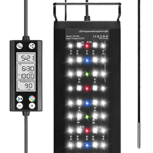 Programmable Fish Tank aquarium Light with LCD Monitor and Thermometer for Aquatic Plants, Memory Function 24/7 Cycle LED lamp