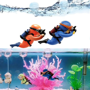Cute Luminous Mini Diver Simulated Floating Frogman Miniature Kawaii Figures Aquarium Ornaments Figurines Fish Tank Decoration
