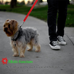 Nylon Safety Belt for Dogs Solid Color Pet Car Seat Belt Two-in-one Leash Adjustable Dog Harness Collar Products Pet Accessories