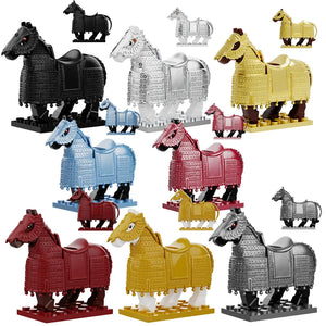 Moc Medieval War Horse Gray Wolf White Bear Elk Elephant Animal Model Kids Blocks Toys Gift For Boys Girls New Building Juguetes