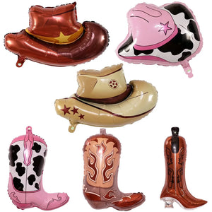 Western Cowboy Themed Party Balloons Horse Shape Boot Balloons Hat Foil Balloon Western Horse Racing Themed Birthday cow Decor