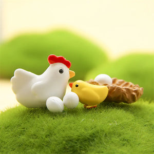 1 Set Home Decoration Mix Chicken Chick Egg Nest Figurine Miniatures Home Decoration Kawaii Garden Accessories Easter Decor