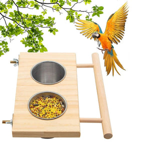 Bird Feeding Cutlery Cage Hanging Parrot Feeding Food Water Bowl Easy To Clean Stainless Steel Pet Food Box With Carrier