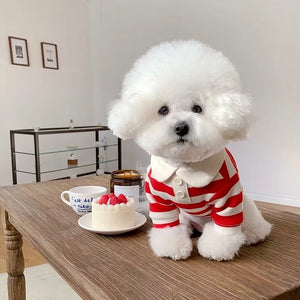 Summer Polo Shirt for Dogs Puppy Clothes Bichon Frise Chihuahua Stripe Dog Sweatshirt Dog Cooling Vest for Small and Medium Dogs