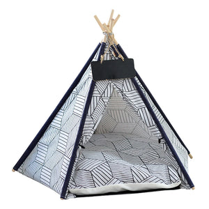 Pet Tent House Dog Bed Portable Removable Washable Teepee Puppy Cat Indoor Outdoor Kennels Cave with Cushion and Blackboard