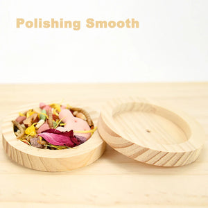 Small Pet Round Food Bowl Anti-turning Natural Wooden Feeding Bowl Landscaping Supplies For Squirrel Hedgehog Hamster Rodent