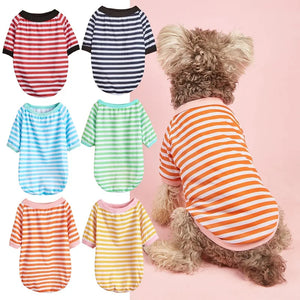 Summer Dog Striped T-Shirt Dog Shirt Breathable Pet Apparel Colorful Puppy Sweatshirt Dog Clothes for Small To Medium Dogs Puppy