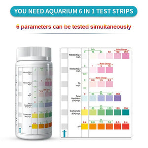 100pcs 6-in-1 Water Quality Test Strips For Checking Water Quality Test Aquarium Fish Tank Pool Water Condition Test Strip Kit