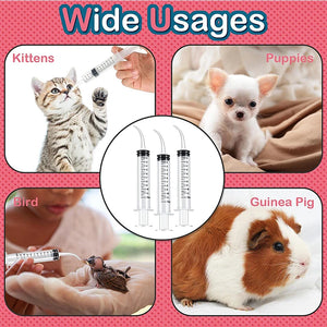 12ml Pet Feeding Syringes with Measurement for Small Dog Cats Puppy Kitten and Other Small Animal Liquid Syringe Feeder Supplies