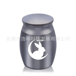 Cute Rabbit and Moon Cremation Keepsake Urns for Human Ashes of Pet Mini Small Funeral Casket Titanium Steel Angel Memorial Jar