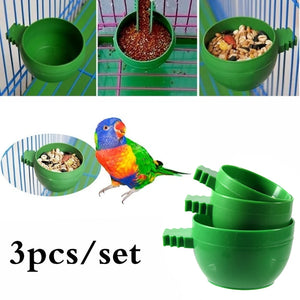 3 Pcs/set Mini Bird Parrot Food Bowl Water Bowl Feeder Plastic Pigeons Birds Cage Sand Cup Feeding Holder Bird Feeder Outdoor