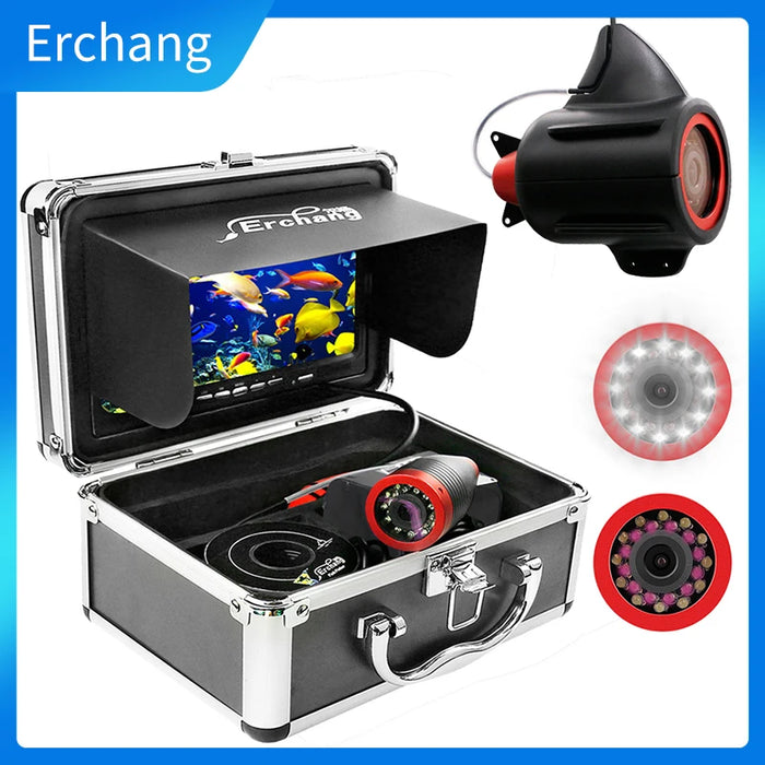 Erchang 7 Inch DVR Underwater Fishing Camera 15M Infrared 24PCS Lights Waterproof Fish Finder Camera For Winter Ice  Fishing