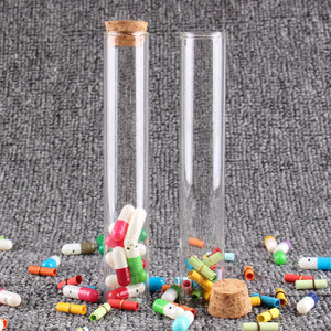 5 Pieces 60ml Test Tubes with Cork Stopper 25*150mm Glass Tubes Terrarium Spice Jars Bottles Vials for Craft Lab Accessory DIY