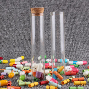 10 Pieces 25ml Test Tubes with Cork Stopper 22*100mm Glass Tubes Terrarium Jars Bottles Vials for Craft Lab Accessory DIY