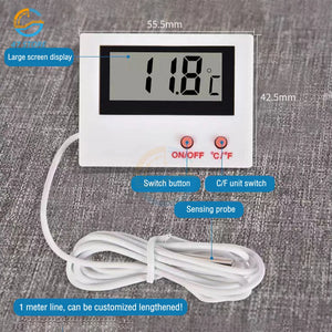 Mini LCD Digital Indoor Thermometer with Waterproof Probe Convenient Temperature Sensor for Fish Tank Fridge Aquarium Outdoor