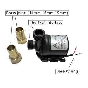 Water Pump 12V DC 24V Mini Brass quick joint Brushless Heater Solar Hot Water Pumps 1/2 " The fish tank Submersible Pump