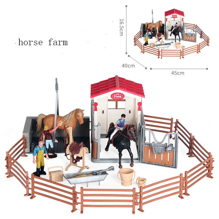 Simulation Horse Farm Stable Horseman  Action Figures Playset Animal Figurine Educational Toy For Kids