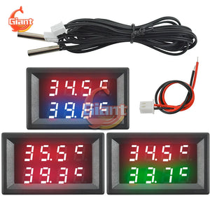 DC 5V 12V 24V 4 Digit Digital LED Dual Display Thermometer Controller NTC Waterproof Temperature Sensor Tester For Aquarium Car