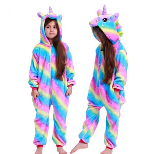 Kigurumi Cat Onesie Kids Unicorn Pajamas For Children Animal Cartoon Blanket Sleepers Baby Costume Winter Boy Girl Jumspuit