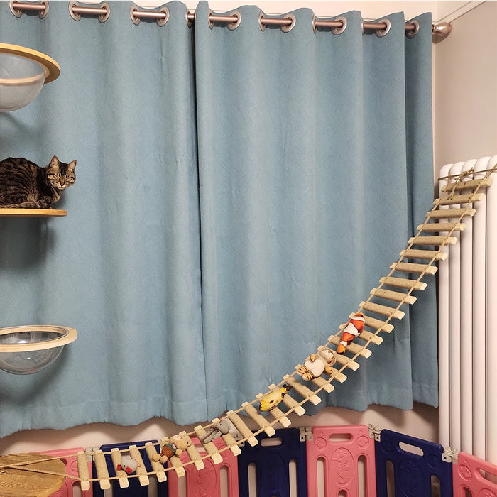 Cat Bridge for Cats Cage Sisal Wooden Rope Ladder Pet Furniture Kitten Step Scratcher Post Kitten Toys Tree Various Sizes